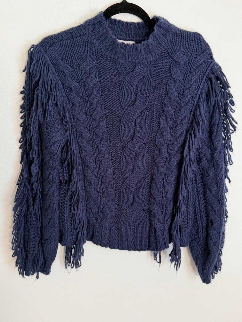 525 America Navy Fringe Sweater size small